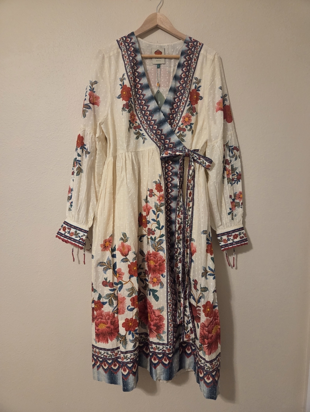 FARM Rio Mosaic Sands Floral Wrap Midi Dress - Picture 5 of 7